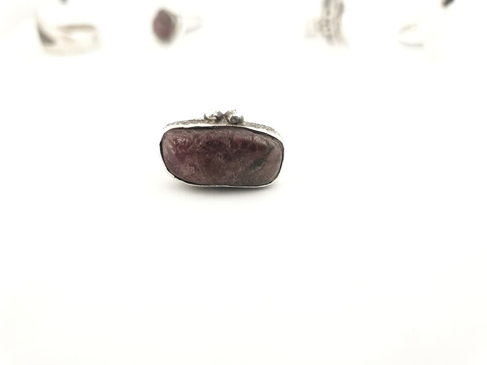 Rectangular tourmaline silver ring-front
