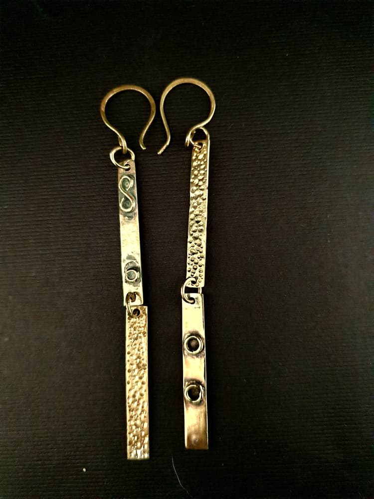 Two bars copper earring