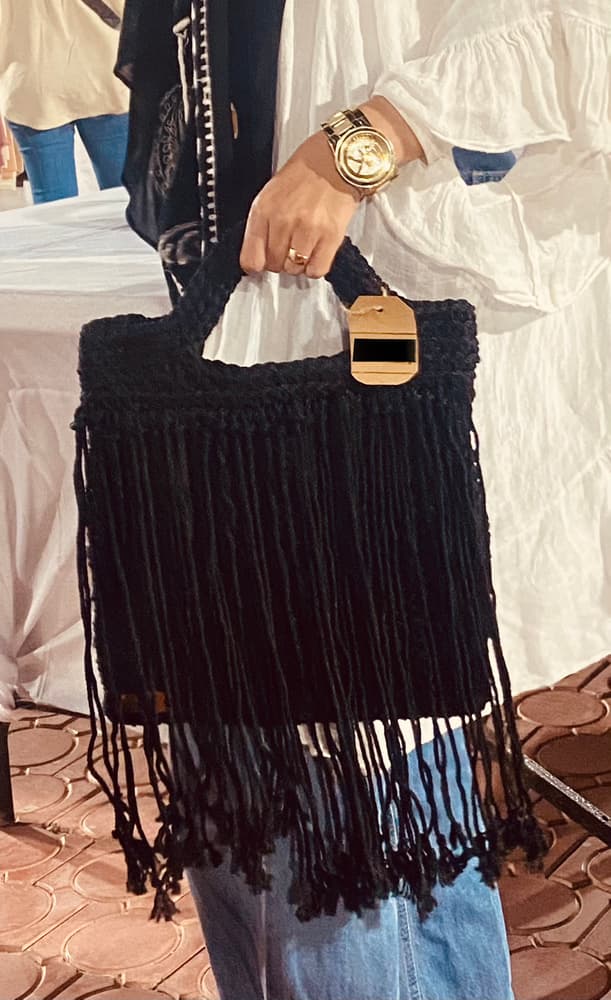 Bag with tassels black 