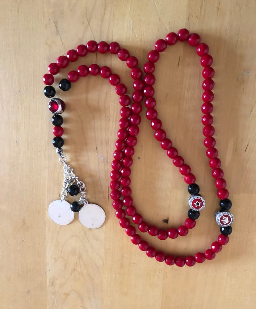 silver red chalcedony rosary 99 