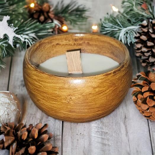 Wooden candle pot 