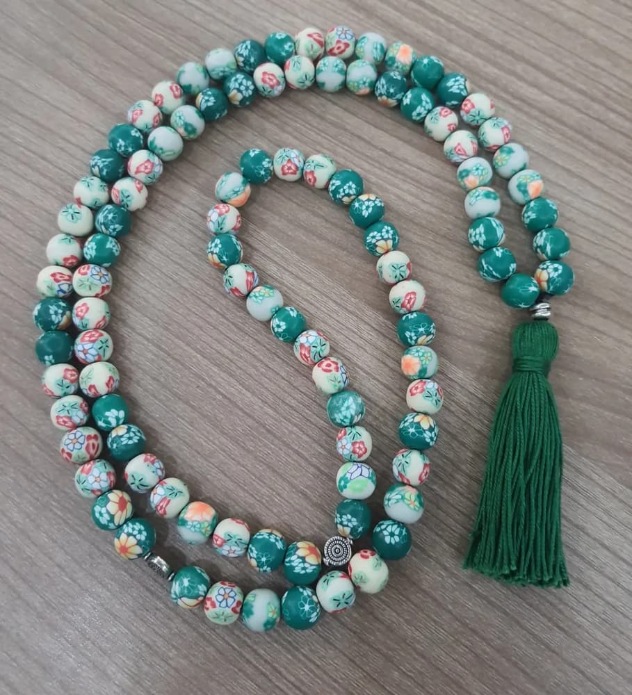 indian clay rosary 99 beads 10 ml - green