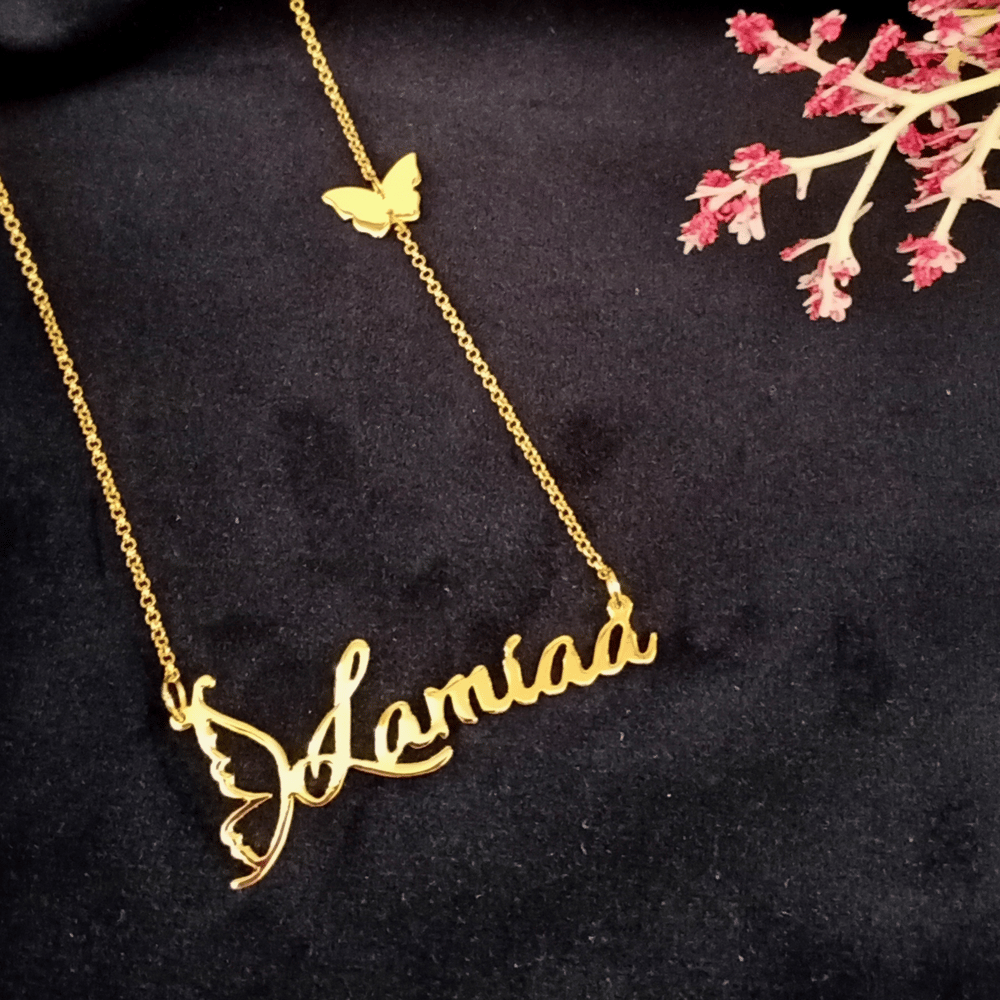 Name Necklace With Butterfly
