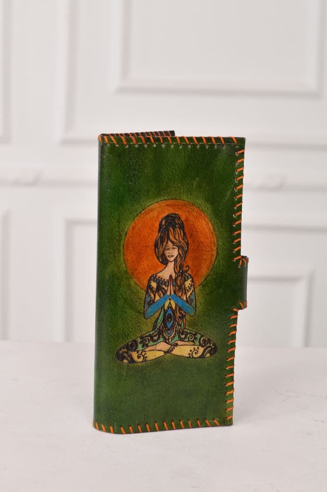 donza wallet with meditation drawing