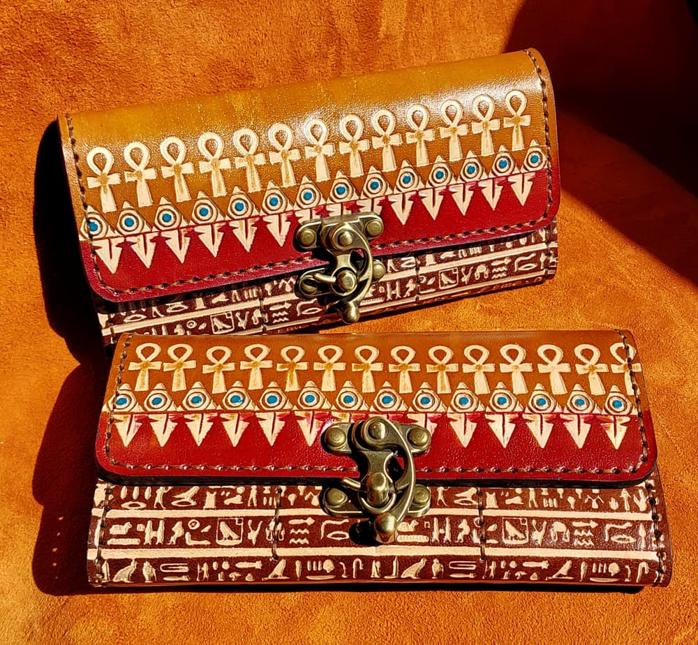 Pharaonic Natural Leather Wallet Red 