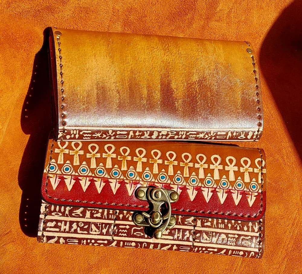 Pharaonic Natural Leather Wallet Red 