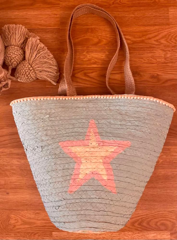 Medium Superstar straw beach bag