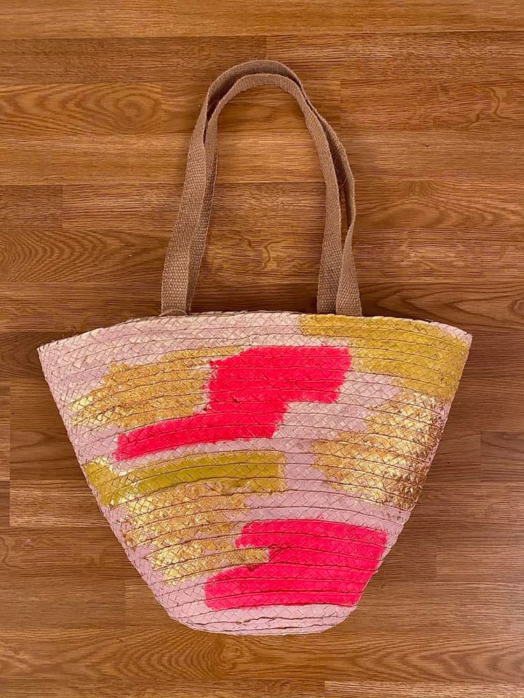 Pink colorful gold patches bag